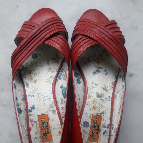 Brand New Red PeepToe Flats - Mia Mooz - Picture 1 of 7